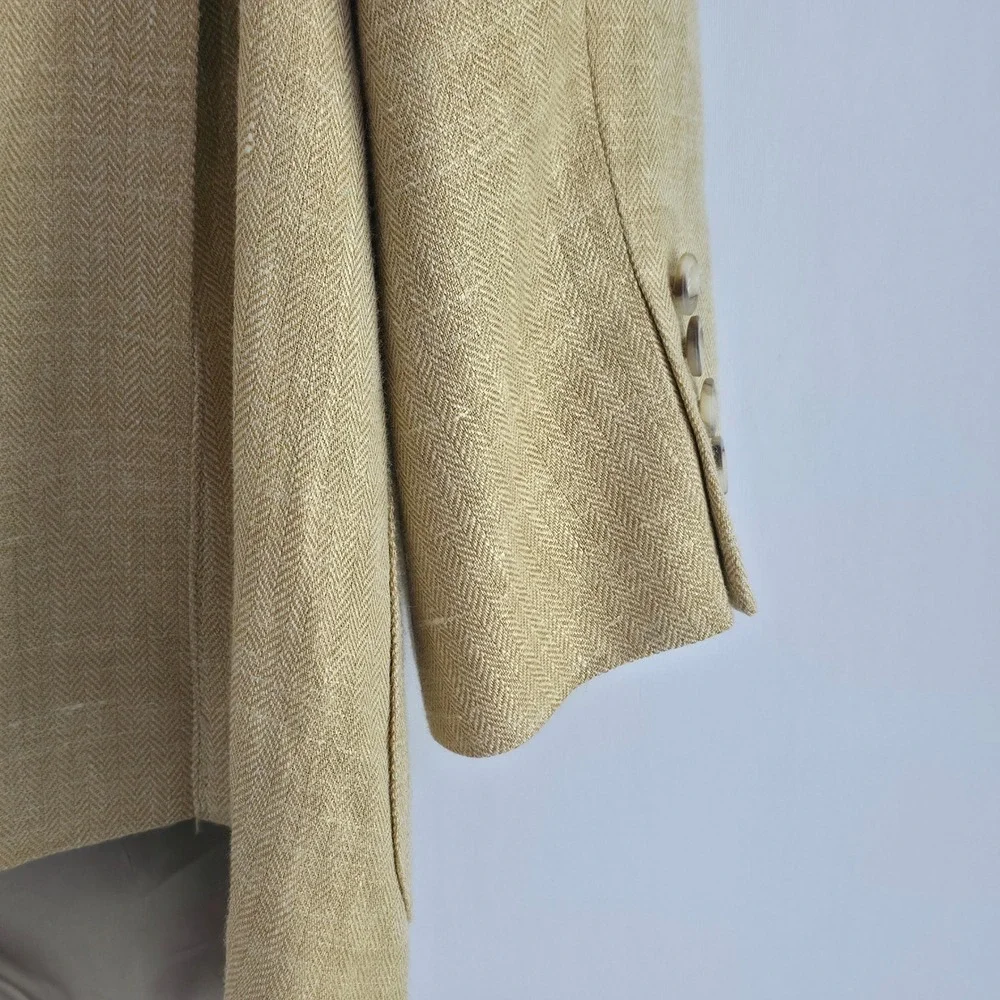 Savile Row London Sport Coat Mens 46R Tan Herringbone Blazer Quiet Luxury Preppy